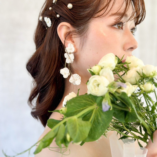 ホワイトフラワーヘッドパーツ 花嫁ヘア 前撮り 結婚式 ブライダル