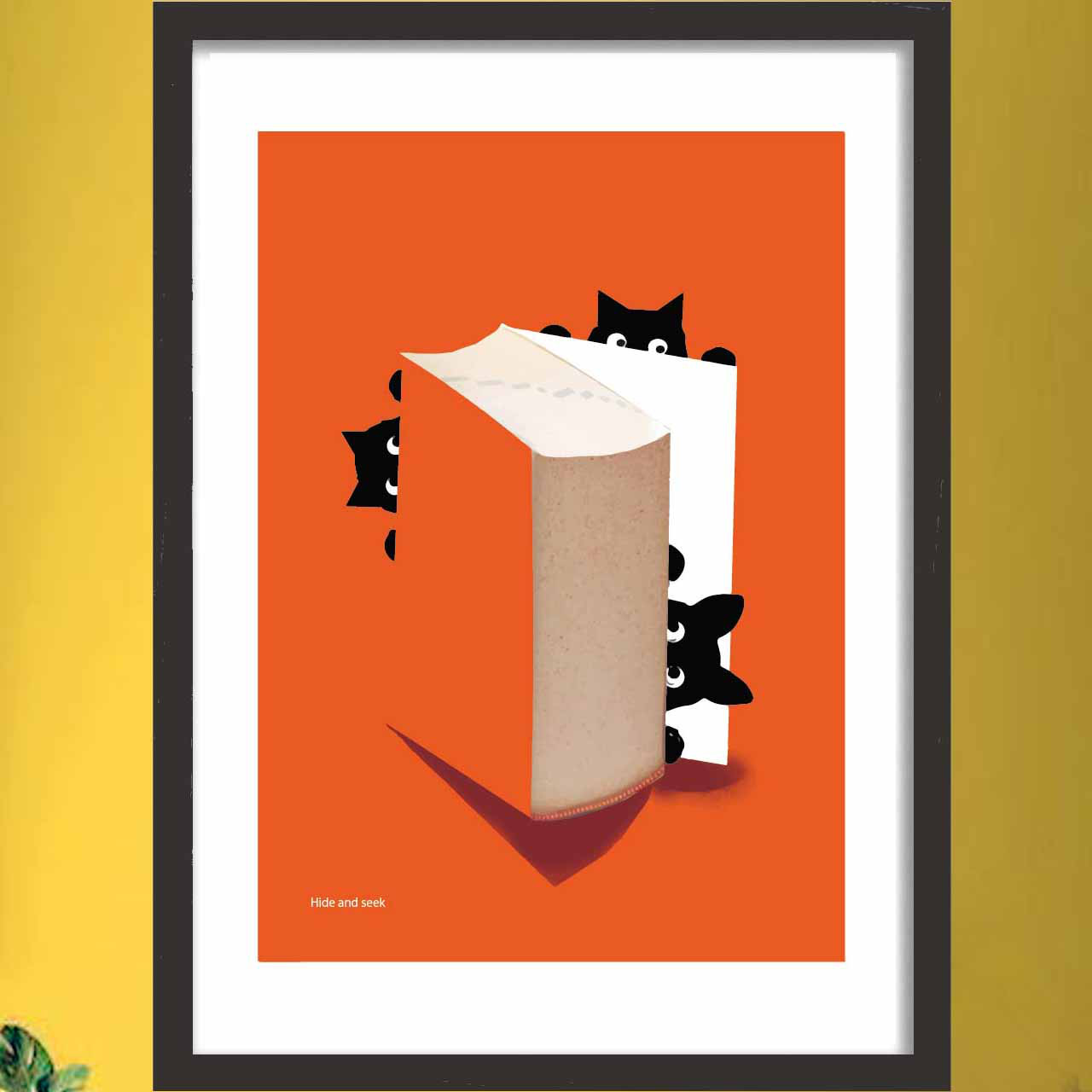 どこ　どこ　どこ？　ネコ　イラスト　ポスター　A4 A3 A2 A1　アートポスター　結婚祝い　出産祝い　1575