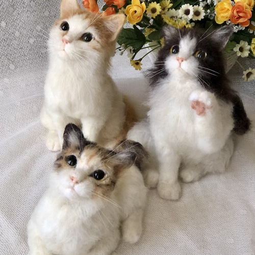 オーダーメイド】子猫等身大(羊毛フェルトねこ) 羊毛フェルト オーダーメイド】子猫等身大(羊毛フェルトねこ) 羊毛フェルト