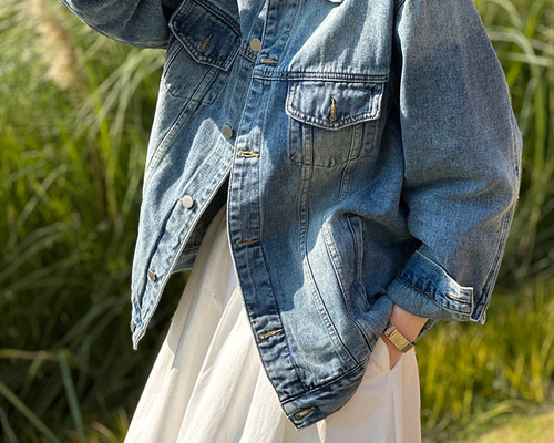 完売商品⭐︎ノーカラーデニムジャケット NO COLLAR JEAN JACKET ／ ノーカラー デニムジャケット
