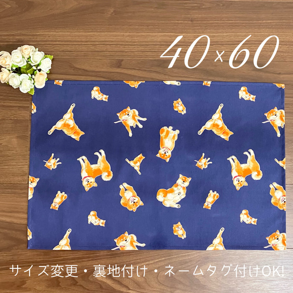 かわいい柴犬柄 ランチョンマット40×60】犬柄 男の子 女の子 小学生の