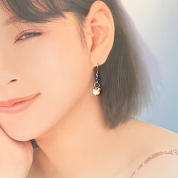 14kgf 猫とベビーパールとタンザナイトのピアス／イヤリング(白蝶貝) ☆Tanzanite☆ 11枚目の画像