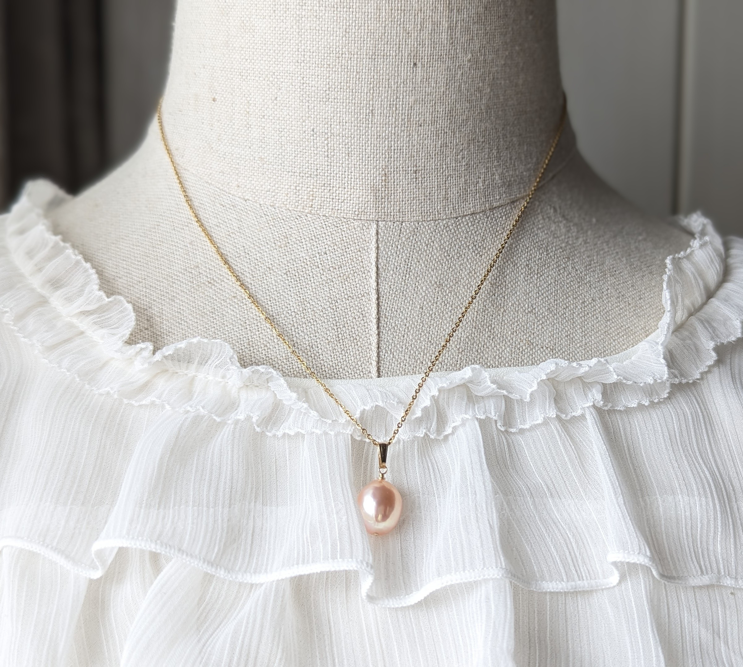 華やかオレンジ　淡水パール　2本セットネックレス　大人フォーマル2025 入学式