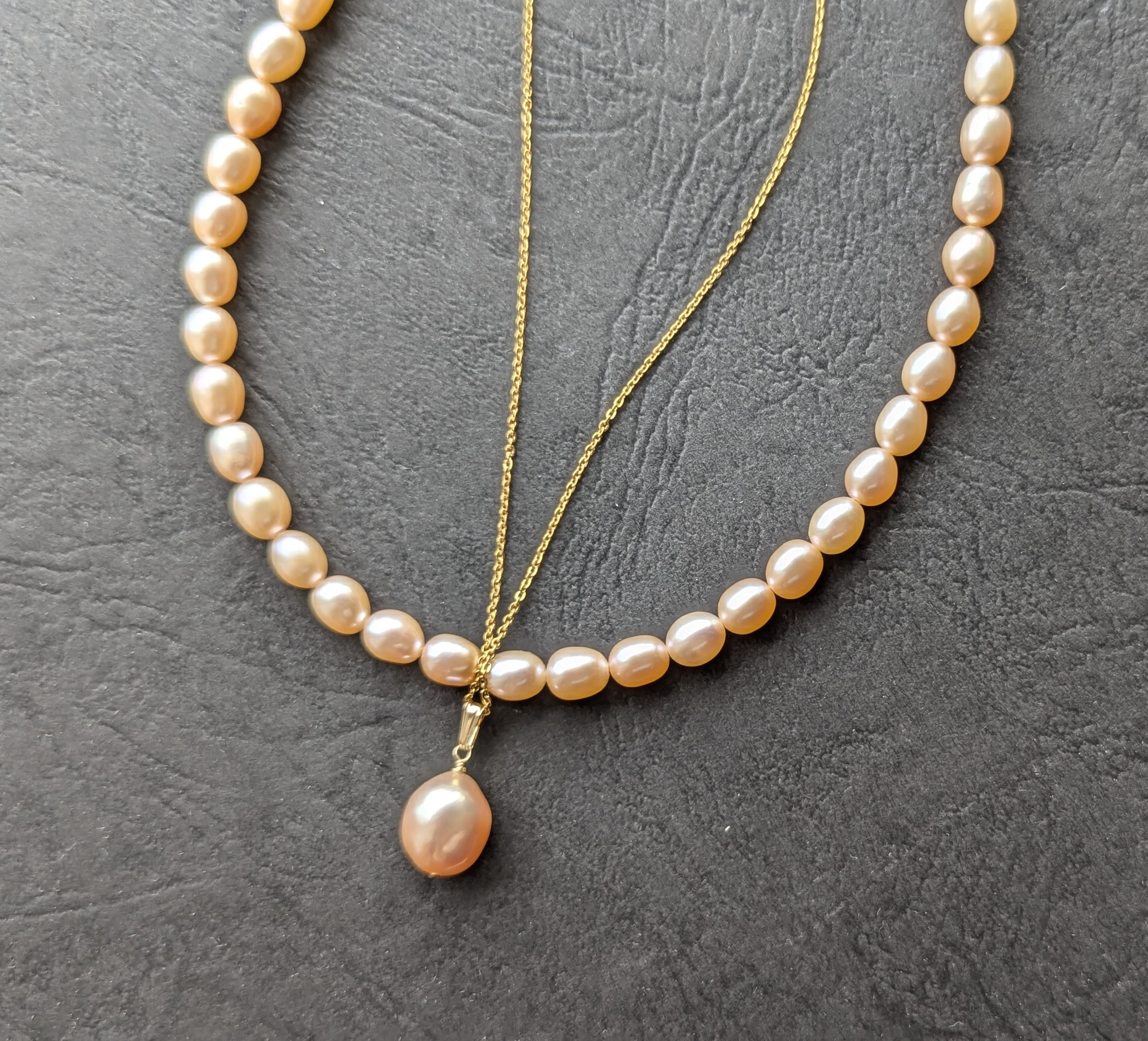 華やかオレンジ　淡水パール　2本セットネックレス　大人フォーマル2025 入学式