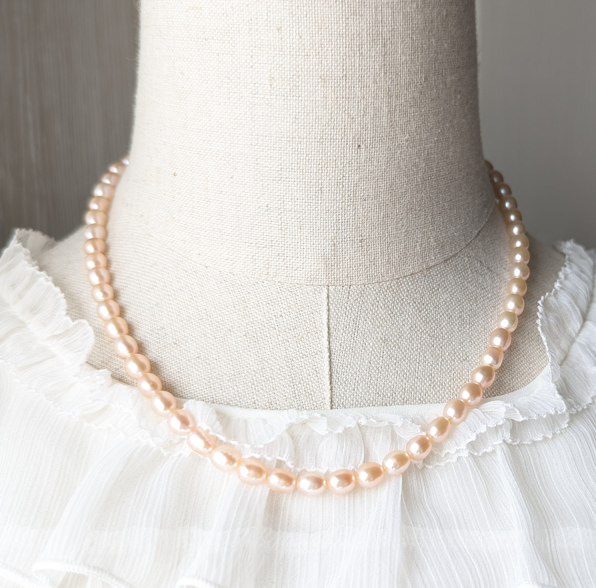 華やかオレンジ　淡水パール　2本セットネックレス　大人フォーマル2025 入学式