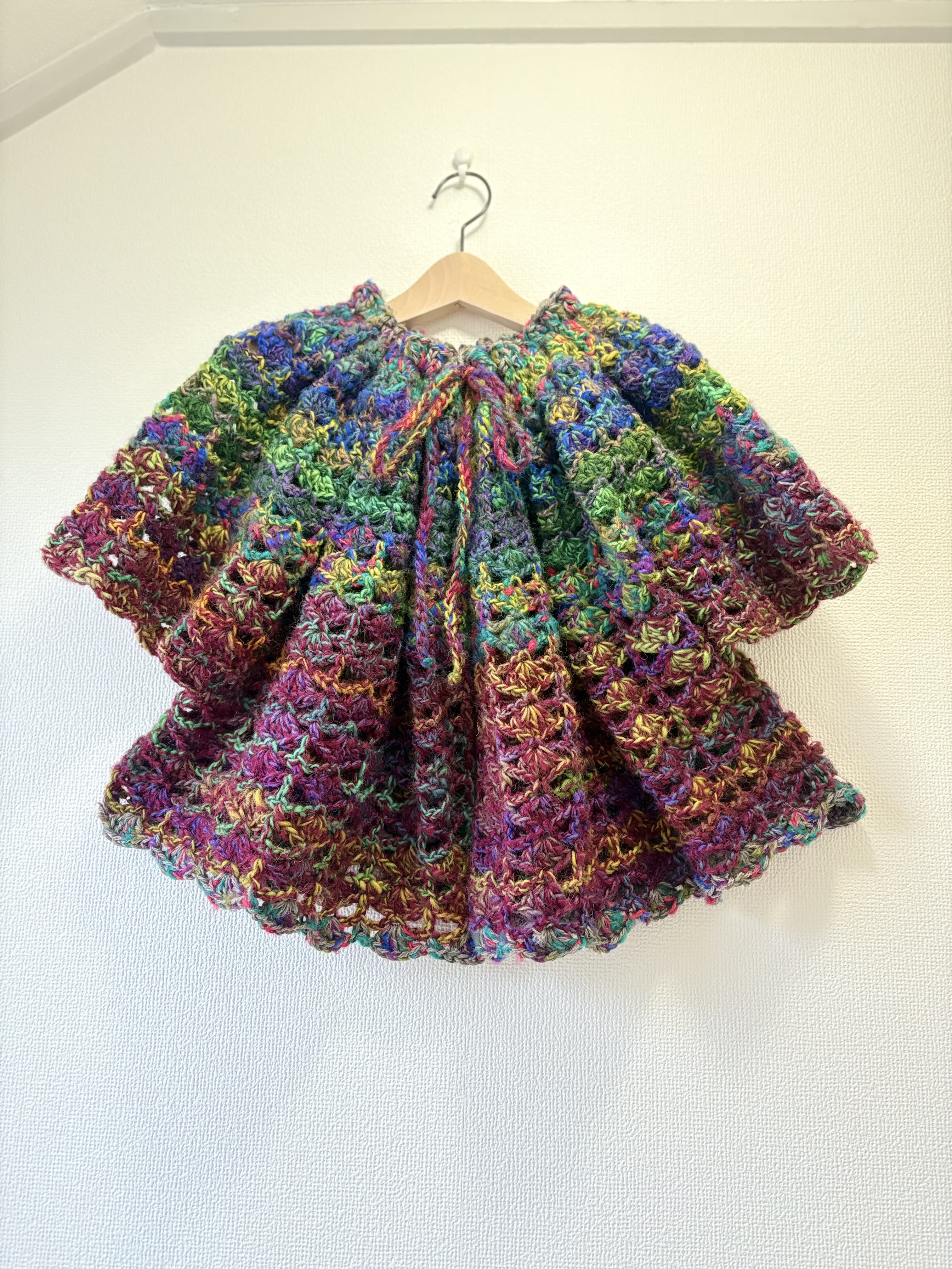 ☆handmade☆手編み マルチカラーリボン付きボレロ