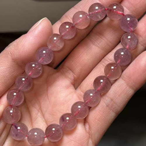 天然無処理 ピンクスーパーセブン ブレスレット 9.3mm ブレスレット