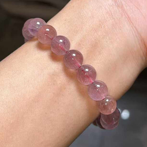 天然無処理 ピンクスーパーセブン ブレスレット 9.3mm ブレスレット