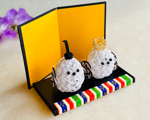 新作⭐︎水引シマエナガのお雛様【台座・屏風付】 ひな人形・雛飾り