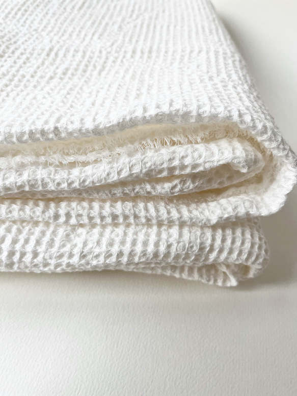 リネン100%ワッフル生地 カラー ホワイト 国産 生地 andsun 通販