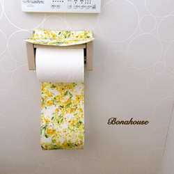 新柄☆トイレットペーパーホルダーカバー「華やかミモザ」 4枚目の画像
