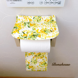 新柄☆トイレットペーパーホルダーカバー「華やかミモザ」 2枚目の画像