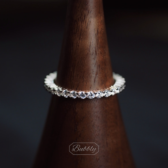 極上の輝き】高炭素ダイヤモンド フルエタニティリング 極細 2mm 重ね