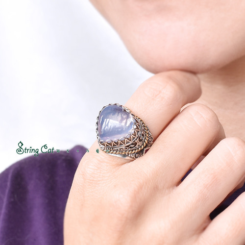 ネパール ネパール天然紫翡翠クリスタル 925 シルバーリング