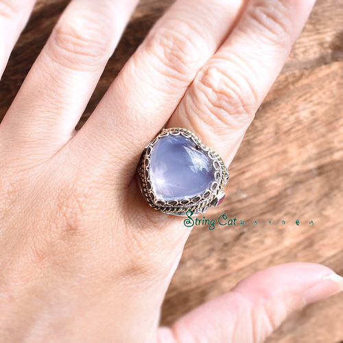 ネパール ネパール天然紫翡翠クリスタル 925 シルバーリング