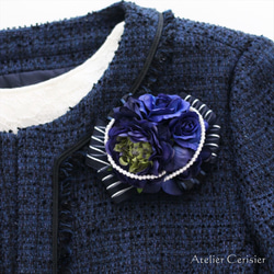 ラナンキュラス ローズ コサージュ ネイビー 2WAY ダブルピン #106【卒業式 入学式 セレモニー】 8枚目の画像