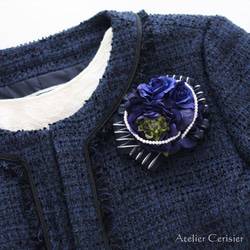 ラナンキュラス ローズ コサージュ ネイビー 2WAY ダブルピン #106【卒業式 入学式 セレモニー】 2枚目の画像