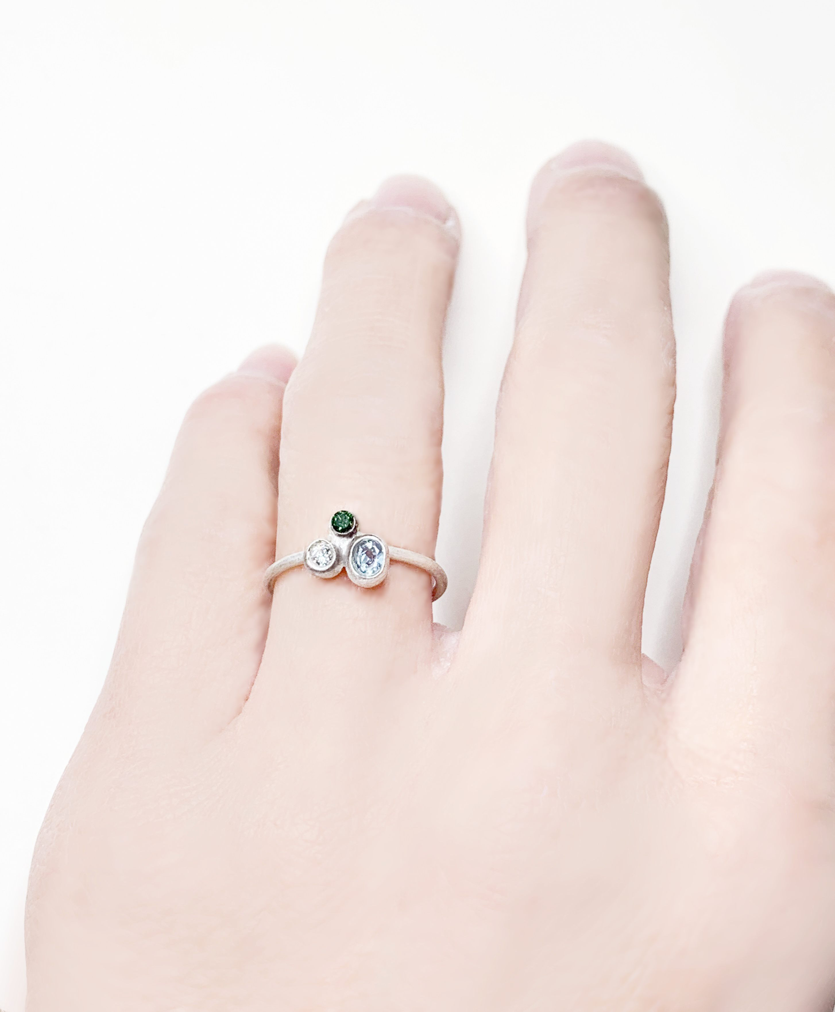 一点もの Alexandrite w/Diamond asymmetry リング/ 受注制作