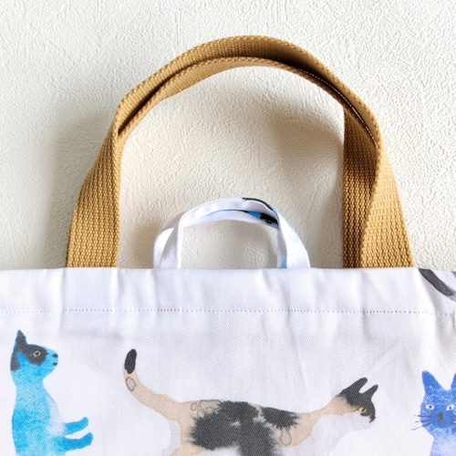 レッスンバッグ ねこ猫ネコ お名前テープ付き サイズオーダー 入園入学