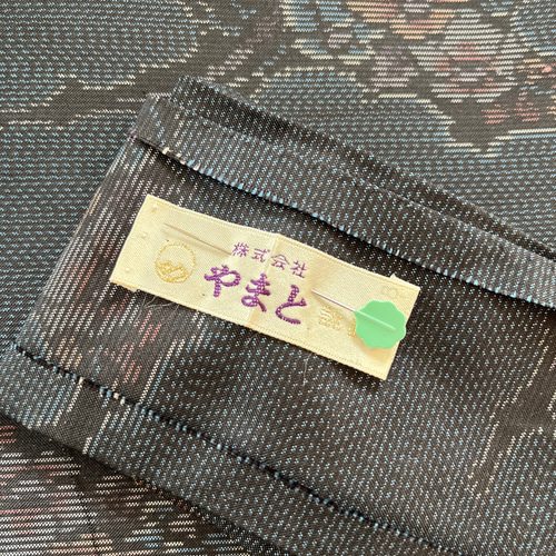 大島紬 着物リメイク作務衣 三色花柄 お洒落上着 やまと誂えお着物