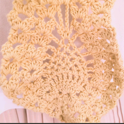 《Creema限定色》春夏 花びらコットンフリルかぎ針編みストール　黄色 イエロー 冷房 紫外線 6枚目の画像