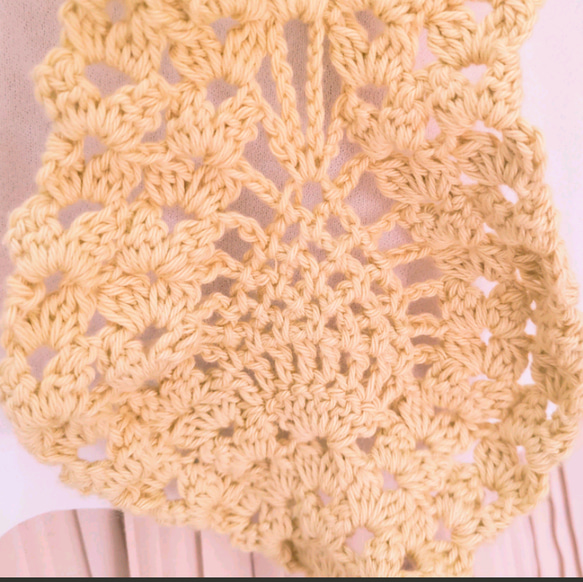 《Creema限定色》春夏 花びらコットンフリルかぎ針編みストール　黄色 イエロー 冷房 紫外線 6枚目の画像
