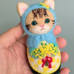 羊毛 フェルト ハンドメイド 花と幸せの青い鳥 ルリビタキ 羊毛
