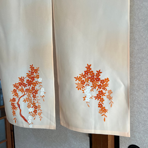 美品　着物リメイク　縮緬　のれん　暖簾　山葡萄籠お好きな方にもおすすめ 0_17cf3bf31ab2253807f305dba004