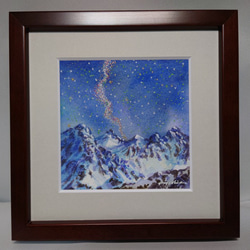 朝の西穂 山の絵 北アルプス 上高地 水彩画 インテリア 登山