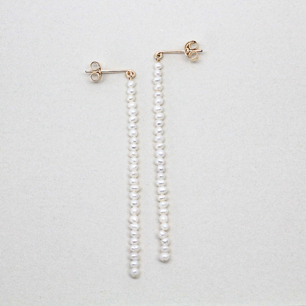【淡水パール】ベビーパールロングピアス　K14GF　P1344