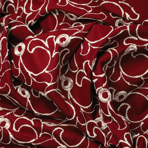 着分販売】イタリア製／花柄刺繍生地 ～ウール100％～ 生地 仕立て屋の