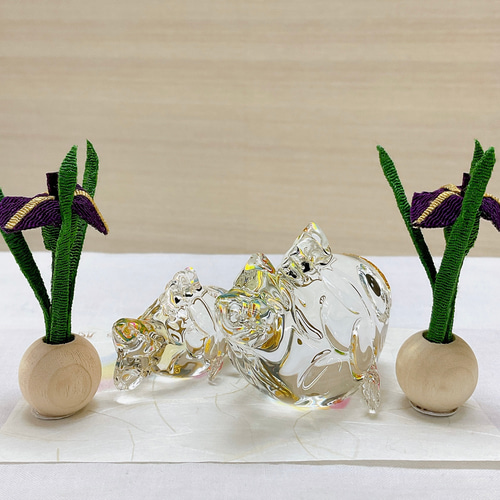 五月人形【クリスタル 虹の雫 親子 鯉のぼり 花菖蒲付き】端午の節句