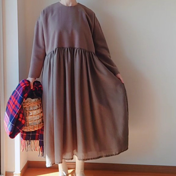 sale!! ウールあったかワンピース/ゆったりワンピース/裏地付き/寒がりさん/卒業式/フォーマル/ロングワンピース