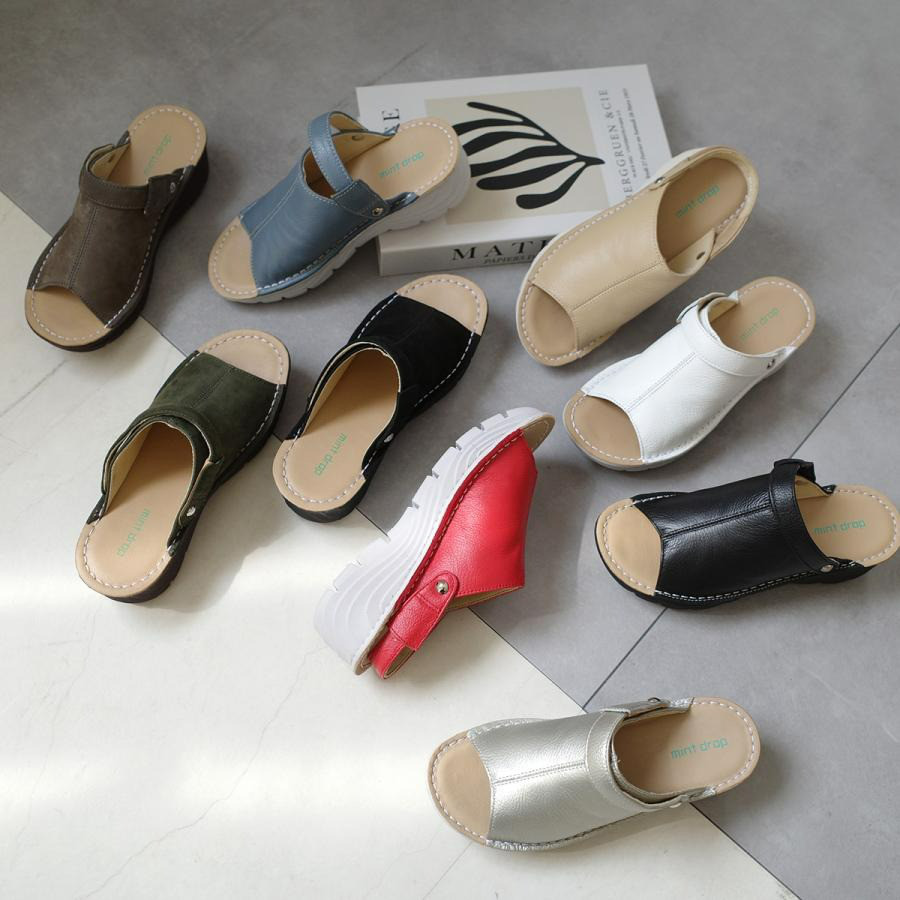 ボリュームソールなのに超軽量 柔らかな本革が足に馴染むサボサンダル / PO5712