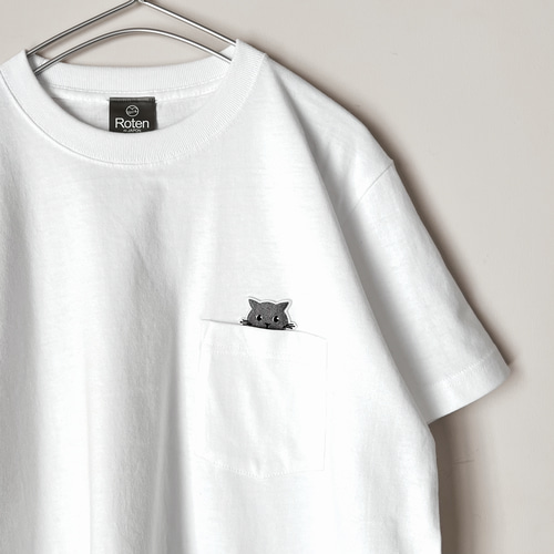 もこもこ 猫 ネコ キャット ぶすネコ ワッペン刺繍 Tシャツ org.jpg