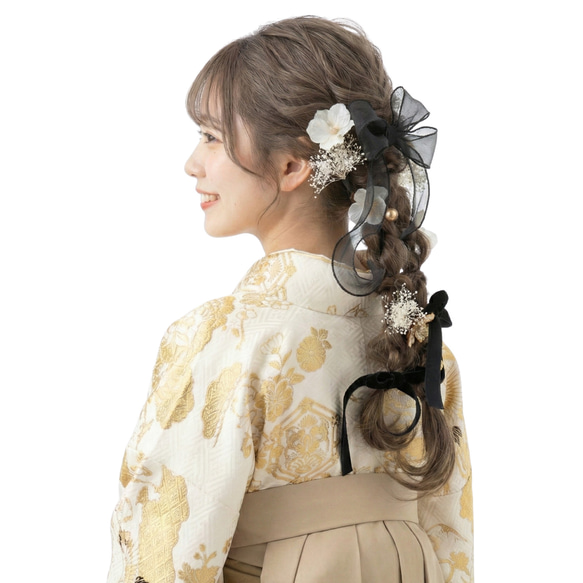 2469 ベロアリボン オーガンジーリボン 成人式 卒業式 和装 結婚式 ウエディング 色打掛 袴 髪飾り 9枚目の画像