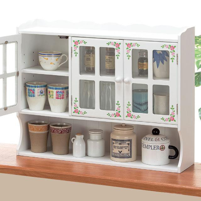 花柄カウンター上収納ラック 2枚扉 / 3枚扉