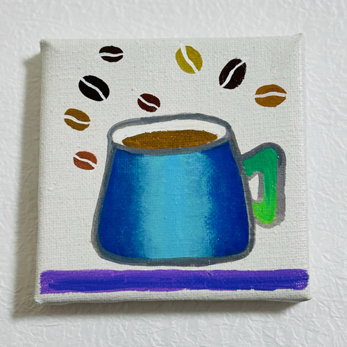 10cm】コーヒーカップ キャンバスアート カラフル アクリル