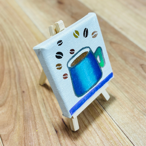 10cm】コーヒーカップ キャンバスアート カラフル アクリル