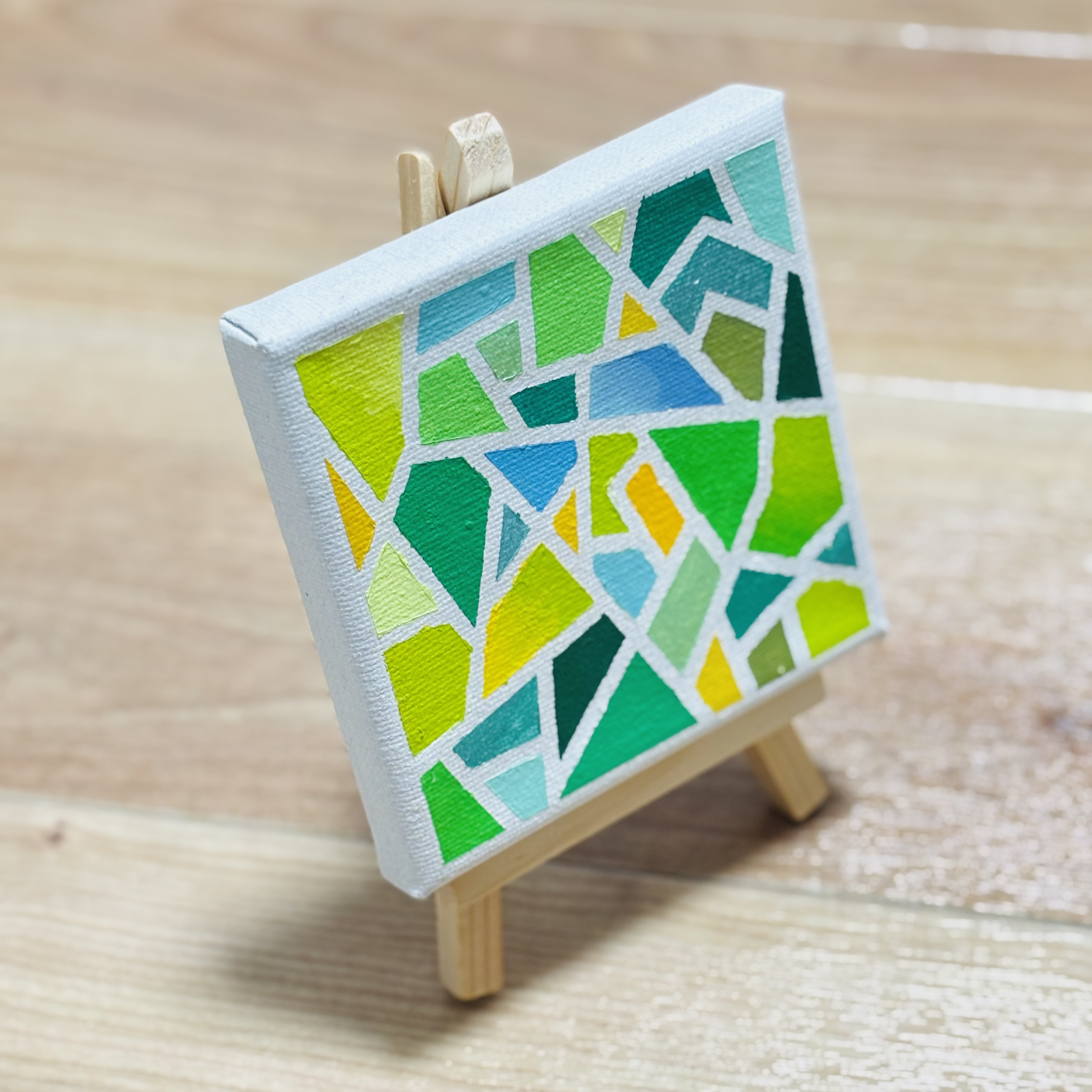 期間限定特別価格 10cm】緑系 モザイクアート タイル風 キャンバスアート カラフル 絵画