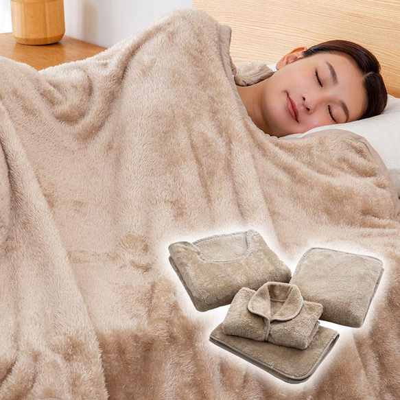あったかフランネル 毛布 / 敷きパッド / ブランケット / 肩当て 4点セット 1枚目の画像