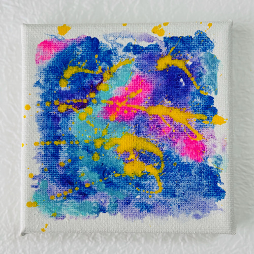 10cm】ニュアンスブルー キャンバスアート カラフル アクリル