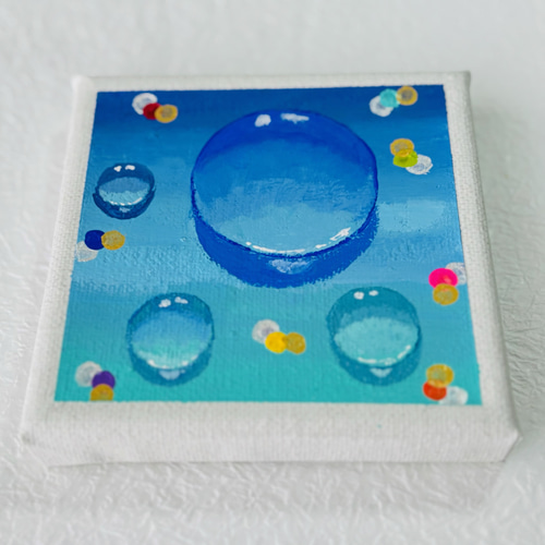 10cm】大きな水滴 キャンバスアート カラフル アクリル絵の具 ※運気