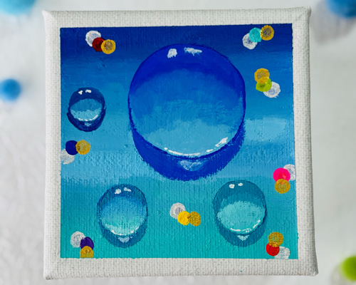 アクリル絵　オリジナル作品　キャンバス　イラストレーション キャンパスにアクリルガッシュで手描きで製作。久々に絵の具使っ