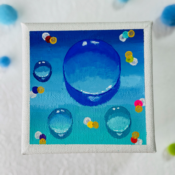 10cm】大きな水滴 キャンバスアート カラフル アクリル絵の具 ※運気