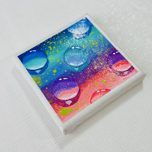 10cm】水滴 キャンバスアート カラフル アクリル絵の具 ※運気