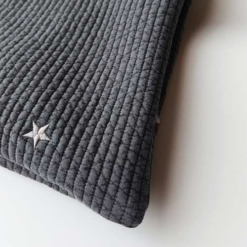 レッスンバッグ ダークグレー星月刺繍 入園入学 ヌビバッグ