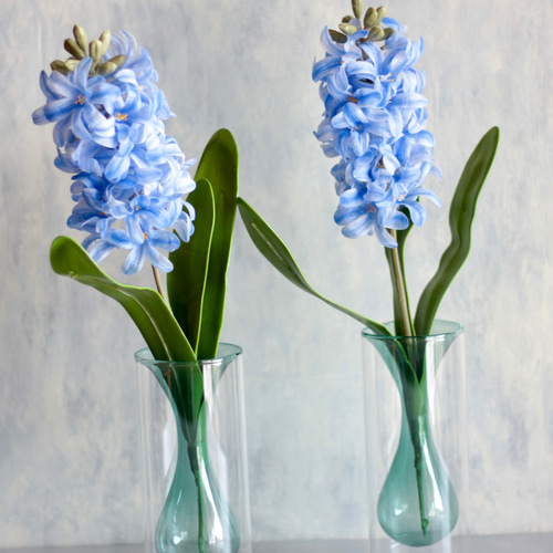 ガラス花瓶付き】ブルーヒヤシンスの春の投げ入れ アートフラワー