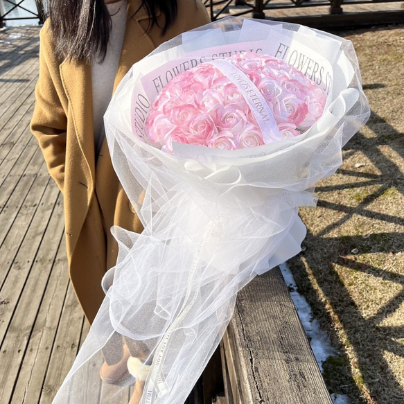 52本/33本/19ソープフラワー 人気 卒業式 母の日 花束 き 造花 バラ ブーケ 石鹸 枯れない花 ブーケ 15枚目の画像