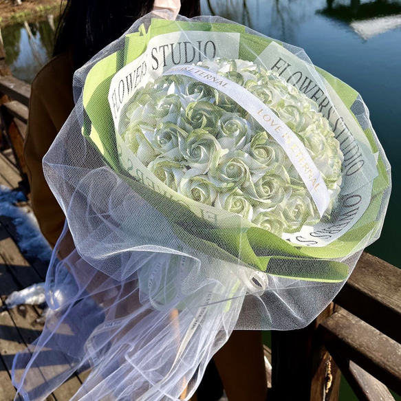 52本/33本/19ソープフラワー 人気 卒業式 母の日 花束 き 造花 バラ ブーケ 石鹸 枯れない花 ブーケ 13枚目の画像